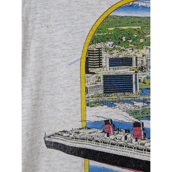 Vintage Queen Mary Ship Long Beach California Single Stitch Shirt Sz XL VTG 90s - Picture 3 of 7